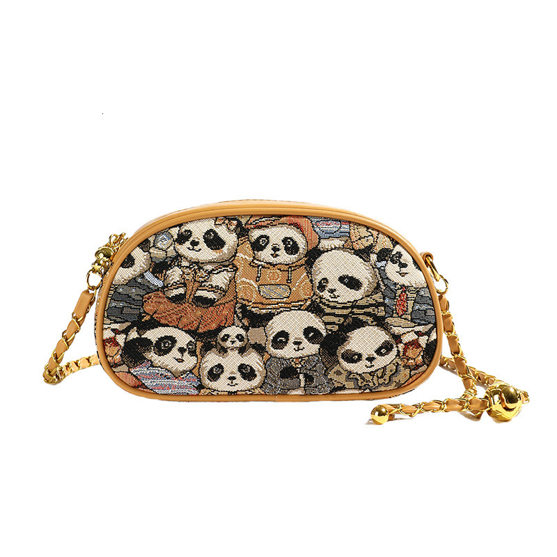2025 New Chain Embroidered Bear Canvas Small Round Fashion Single Shoulder Crossbody Bag ddmymoon