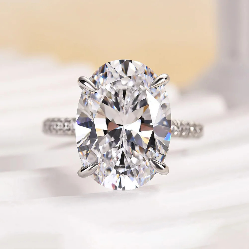 Certified 8CT Oval Engagement Ring for Women Big Lab Diamond Rings 925 Sterling Silver Wedding Band Jewelry 250717