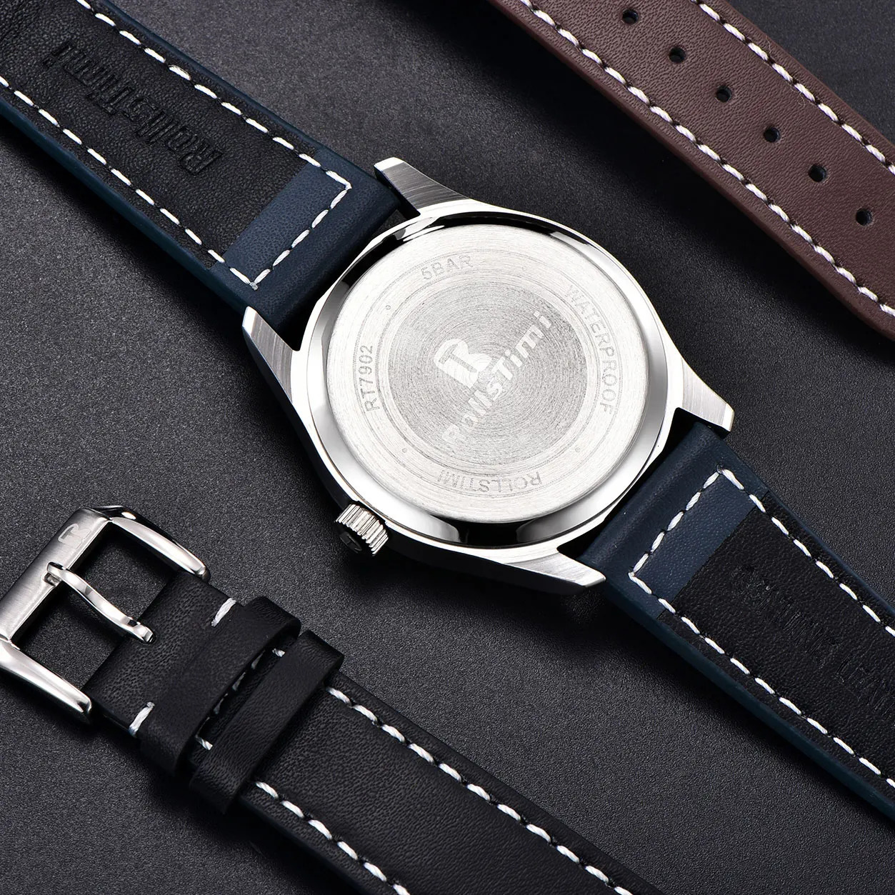 Rollstimi Mens Watch High-end Quartz Watch Men Leather Waterproof LKuminous Multifunctional Watch Men Reloj Hombre 250807