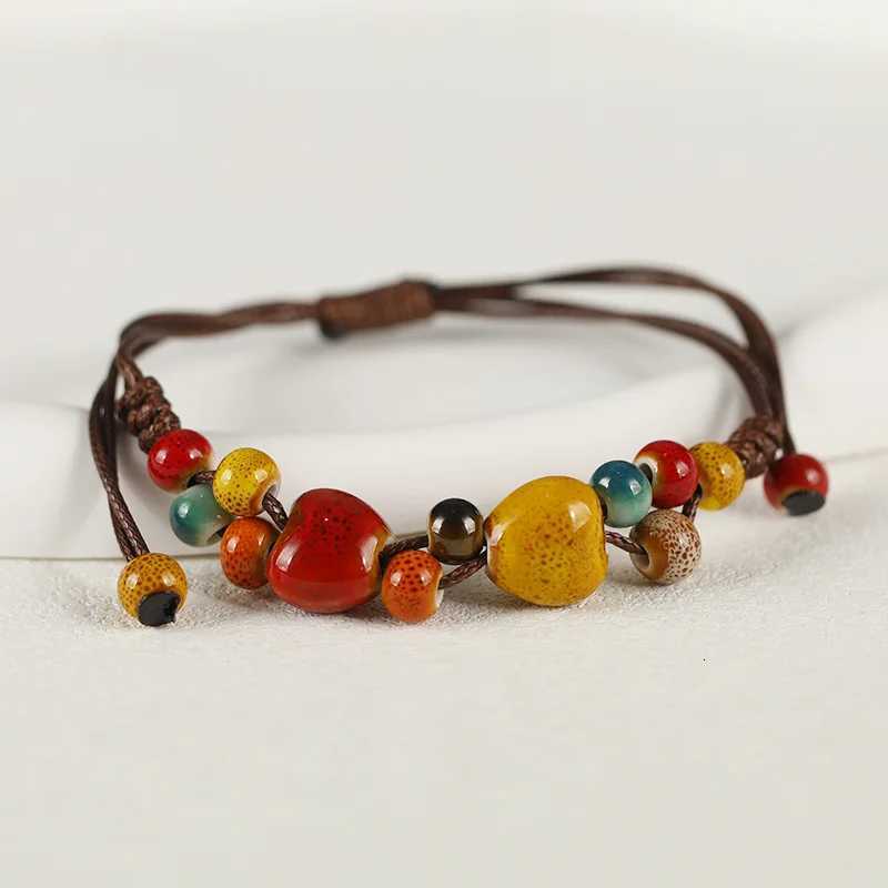 Vintage Forest Style Ceramic Weaving Bracelet Ethnic Style Art Hand Rope Small Fresh Hand String Z250807