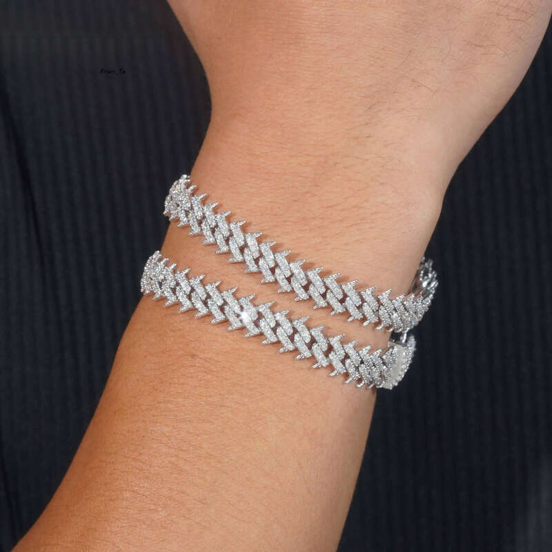 Cheapest 10mm Brambles Link Hip Hop Hot Style Fashion Cuban Bracelet Sterling Sier Moissanite Bracelets Chain