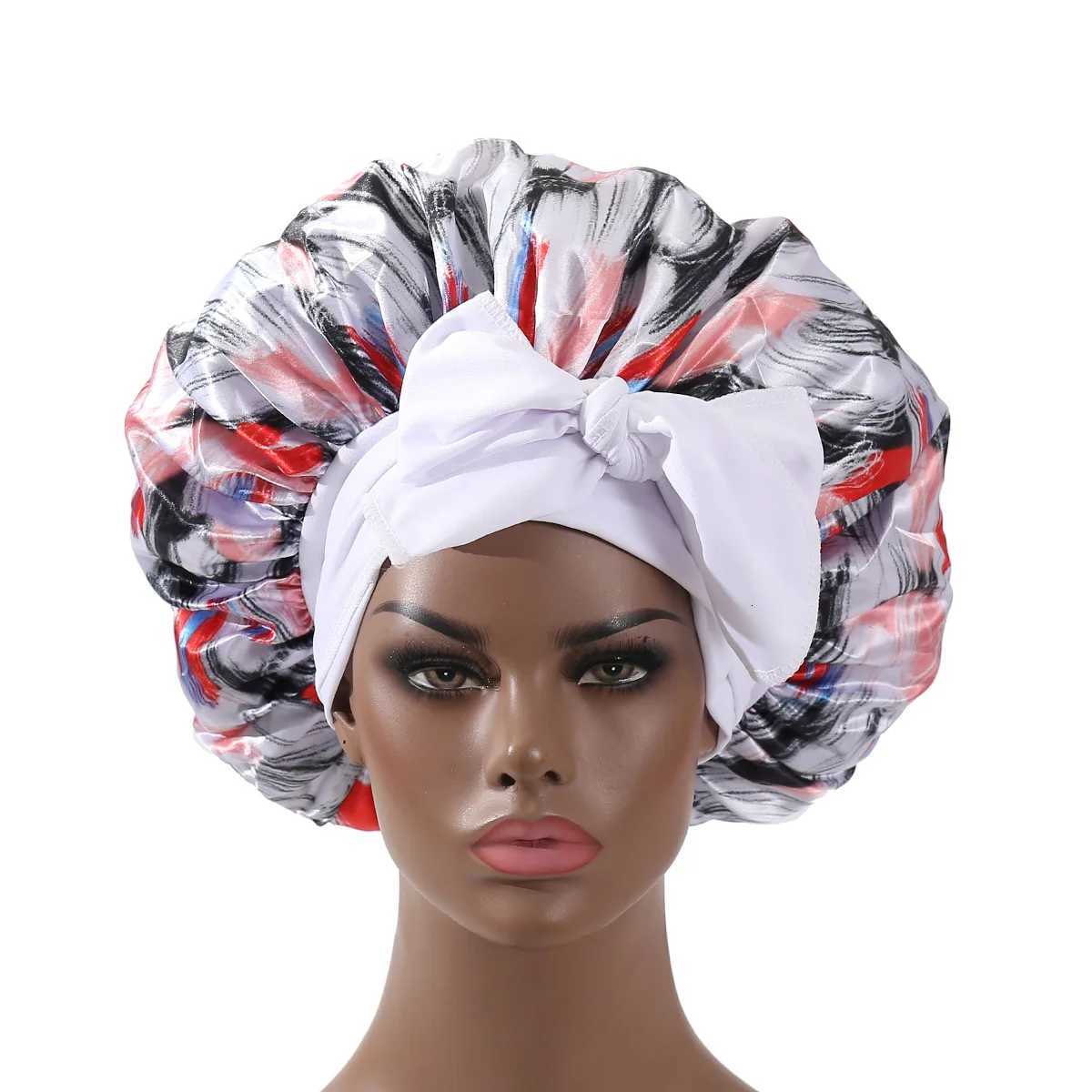 Extra Large Satin Bonnet Long Tail African Style Print Bonnets for Women Shower Cap Womens Hats Hair Bonnet for Sleeping Z250808