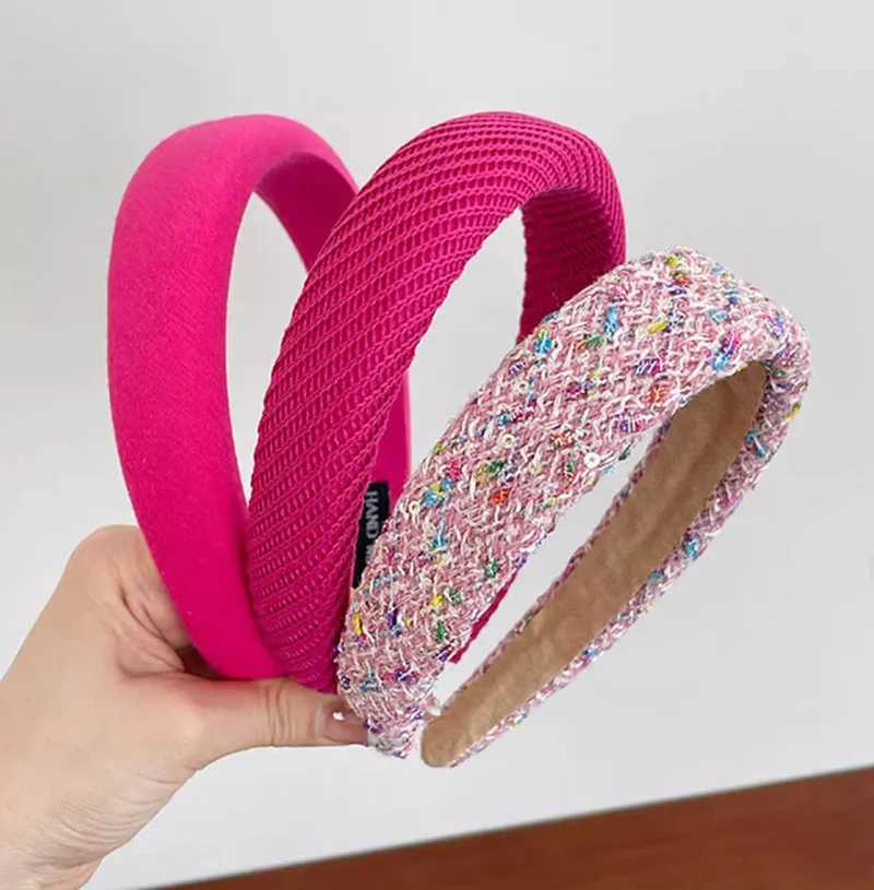 Rose Wide-brimmed Sponge Hair Band Wen Fairy Temperament Band Tweed Hoop Haiand Princ Girls Hair Accessories Y250808