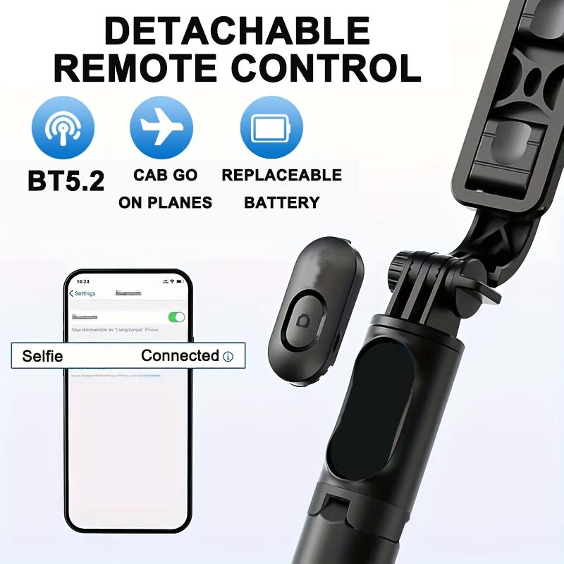 Expandable Telescopic Smartphone Stand with Wireless Bluetooth Remote - Compact & Durable Travel Photography Tool