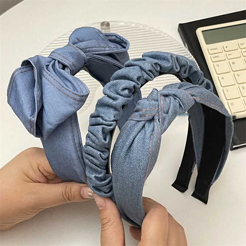 New Arrival Summer Hair Accessories Fem Jeans Hand Light Denim Bands For Women Designers Hair Hoops Y250808