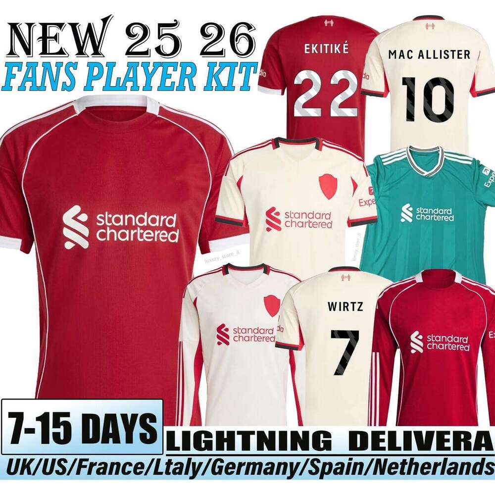 25 26 Wirtz Frimpong SALAH jersey Ekitike LFC Kerkez SZOBOSZLAI GAKPO Jeremie Long sleeves ALLISTER DARWIN soccer jerseys Kids Mens Kit sock Full sets
