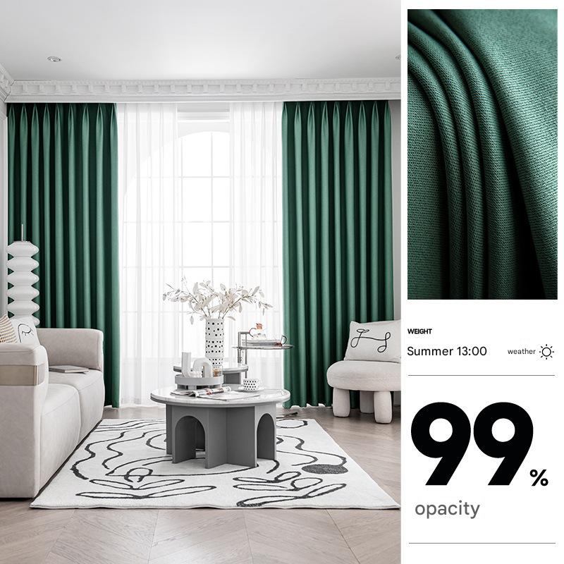 YL-36845 thick double-sided linen blackout curtain project hotel school sound insulation heat insulation blackout cotton linen curtain finished produc
