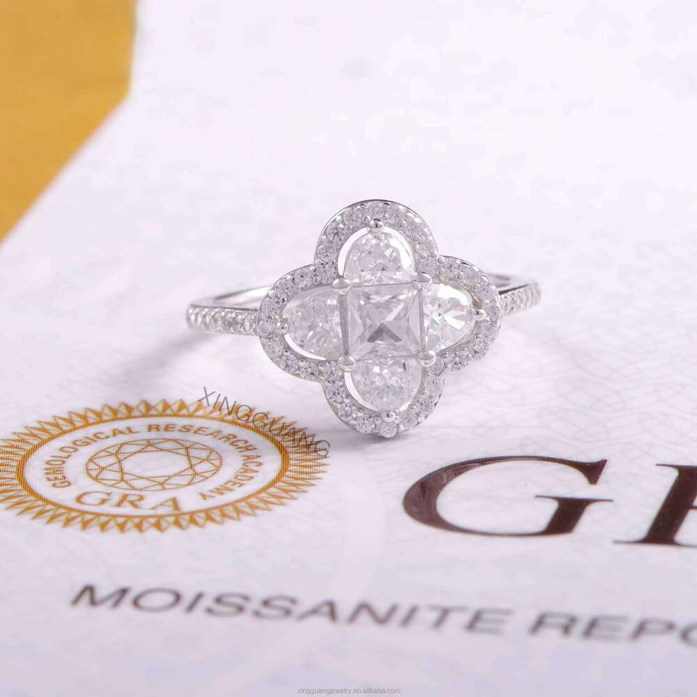 XG Factory Price Women 1CT Marquise Cut Moissanite Fine Rings Sier Lab Dia Jewelry