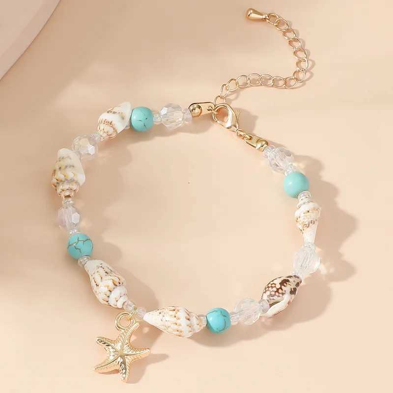Boho Starfish Conch Bracelet Anklets for Women Cute Adjustable Shell Rice Beads Ankle Bracelets Girls Summer Foot Beach Jewelry Z250807