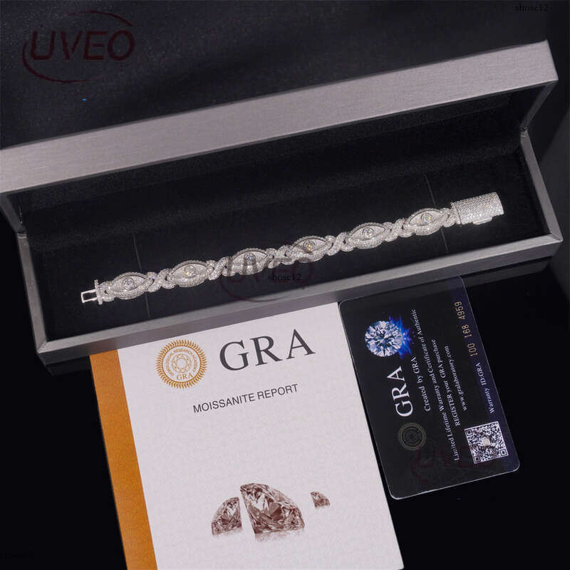 Iced Out Jewelry VVS Gold Moissanite Cuban Chain Hip Hop Pass Diamond Tester Pendant Cuban Link Chains Women Mens High Quality Gift Moissanite Chain