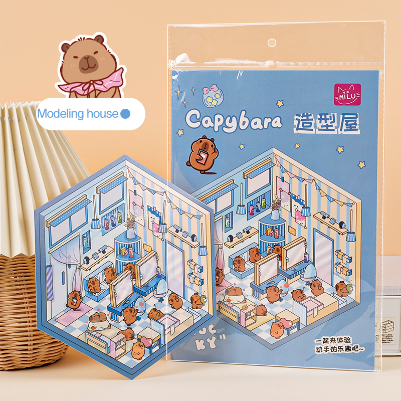 Capybara Scene Stickers for Kids - 3D DiY Stress Relief Miniature Scenario Sticker Painting