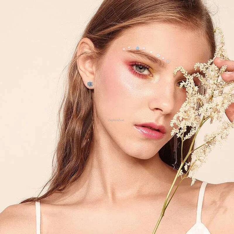 Stud Earrings Color Moissanite VVS1 Clarity Round Dia White Gold S Sterg Sier Screw Back For Women