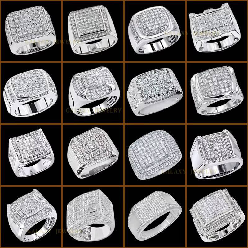 Latest Ring Designs Gold Plated Real 925 Sterling Silver Moissanite Iced Out Jewelry Men Custom Fine Finger Ring