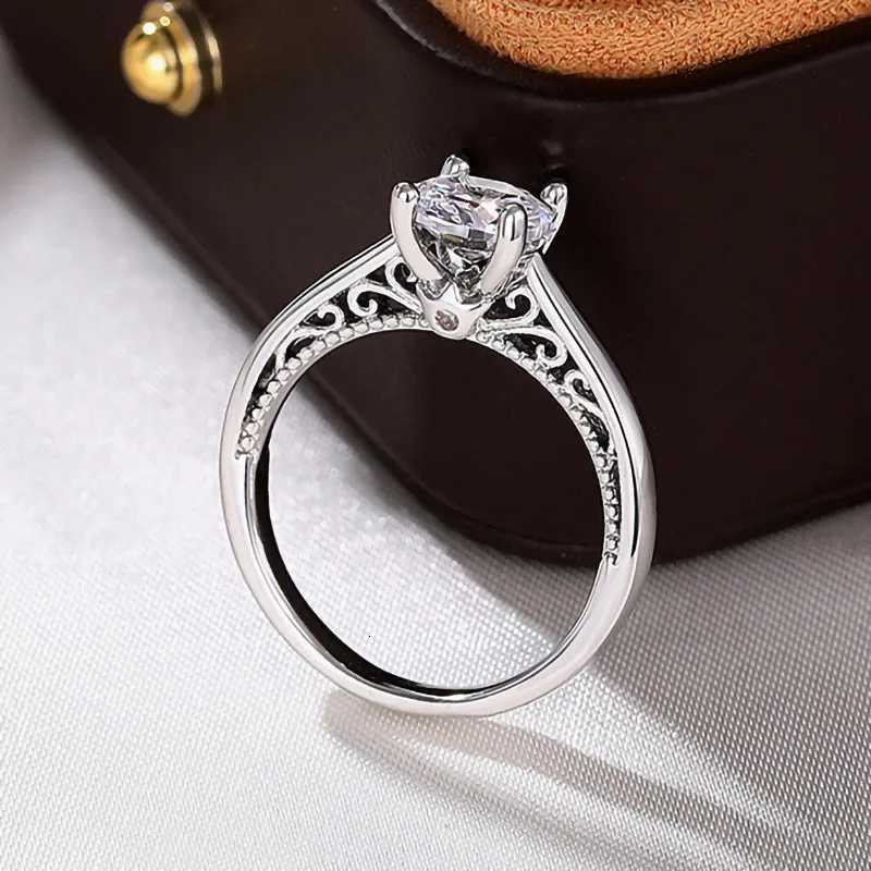 925 Sterling Silver 4 Claw Setting Cubic Zirconia Rings Luxury Wedding Accessories for Women Silver Color High-Quality Jewelry Y250808