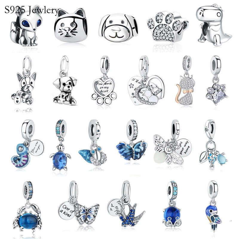 925 Sterling Silver S925 Snake Fashionable Charm Bead Love Dog Cat Claw Firefly Pendant Charm Suitable For Bracelet Women DIY Jewelry Free Shipping