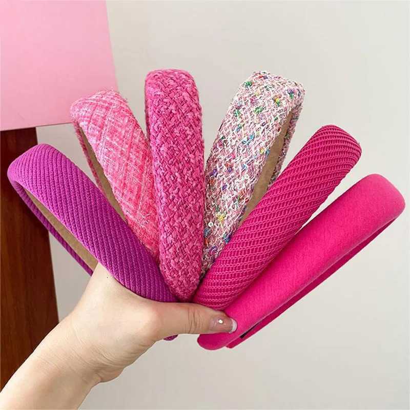Rose Wide-brimmed Sponge Hair Band Wen Fairy Temperament Band Tweed Hoop Haiand Princ Girls Hair Accessories Y250808