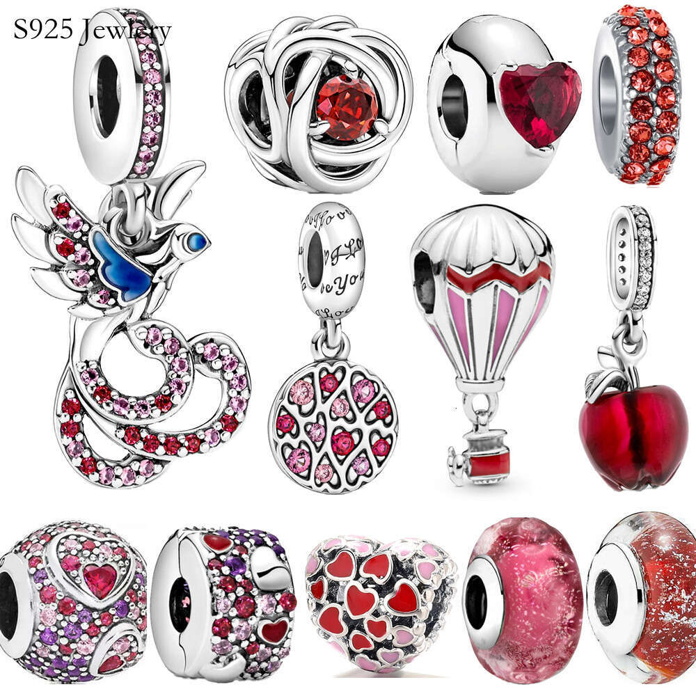 New Popular 925 Sterling Silver Charm Jewelry Colorful Zircon Charm DIY Necklace Accessories For Bracelet Fashion Charm