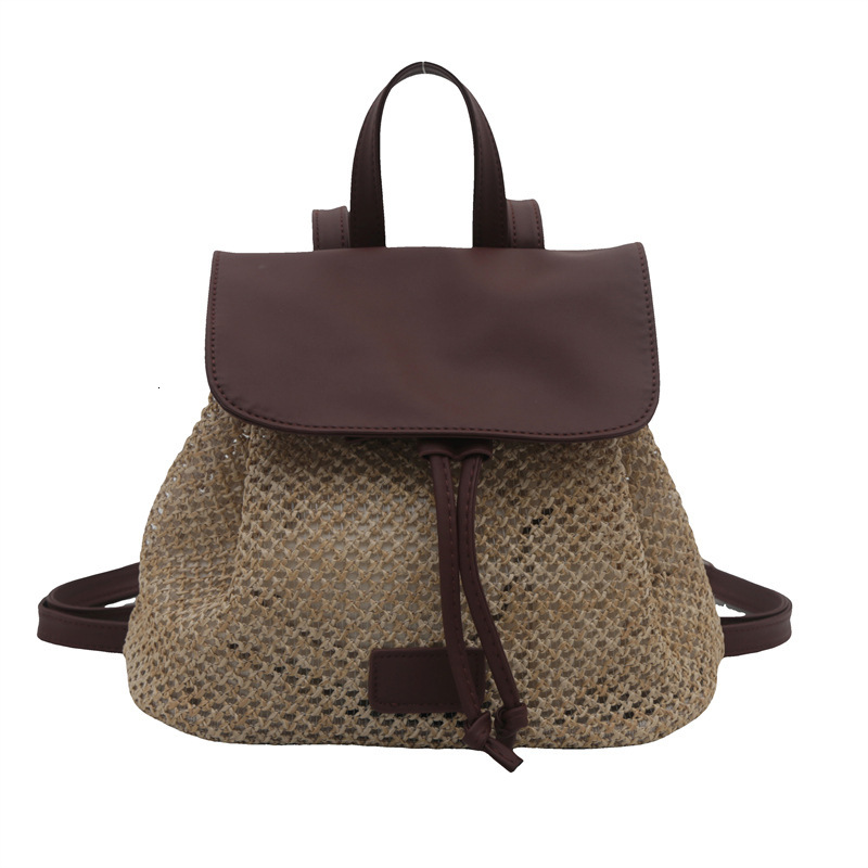 2025 Autumn New Women s Backpack Niche Design Straw Woven Women s Backpack Autumn New Fashionable Travel Bag Woven Small Backpack New Designer Backpac