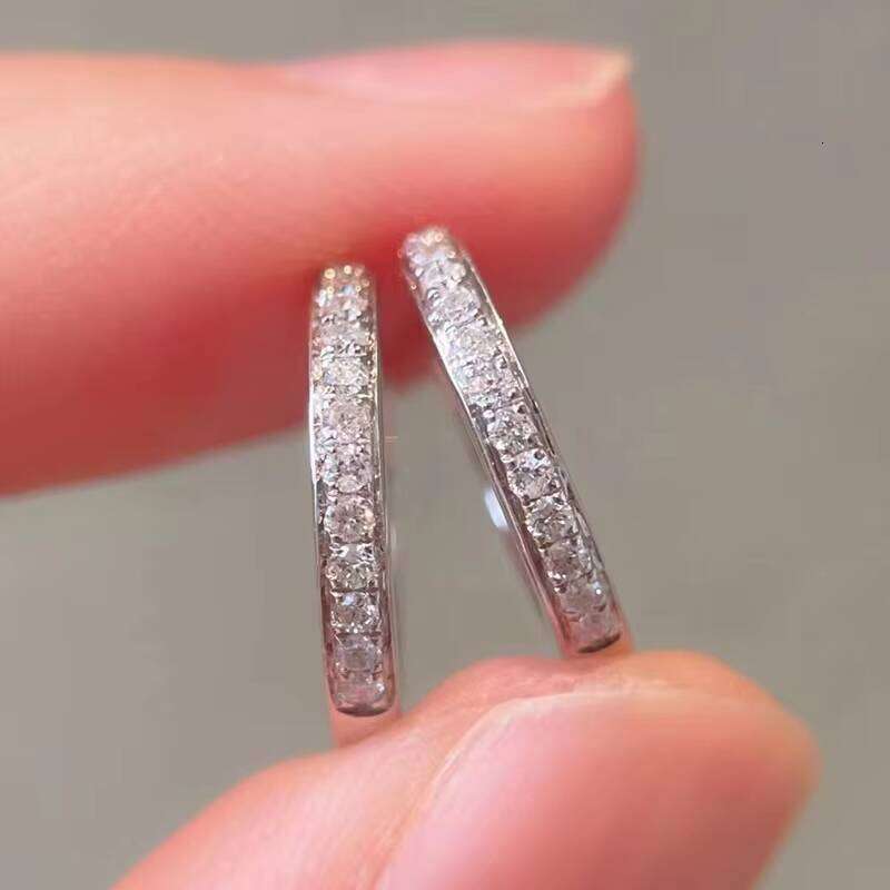 XG Custom Lab Sier Color Gold Plated Full Pave Dia Hoop Earrings Fine Jewelry Earring for Women