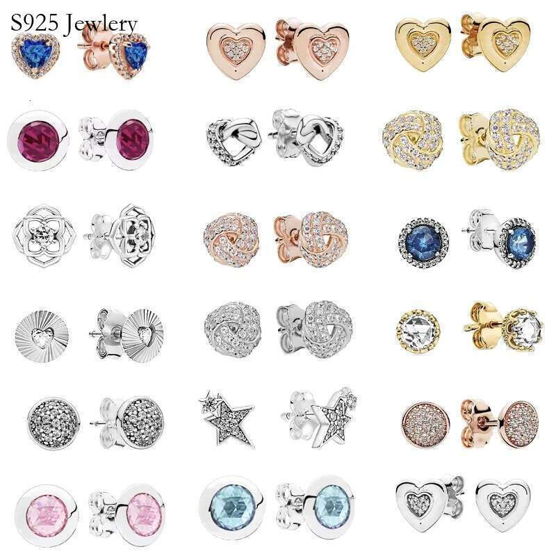 Classic Pure Silver Zircon Heart Spread Infinite Bright Star Round Earrings Suitable For Ladies Charm Jewelry Gifts
