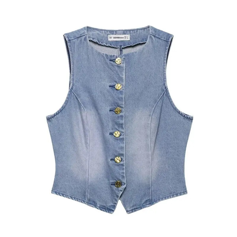 Spring Summer 2025 Womens Denim Svel round Ne Vest Tank Top mid Waist Long Pants Faion Set for Young Women 250728