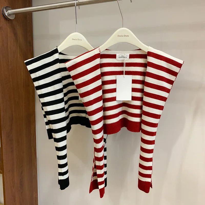 Angora Red Wool Shawl Knitting Striped Shawl Detachable Collar Air-conditioned Room Warm Shawls Woman Scarf 250807