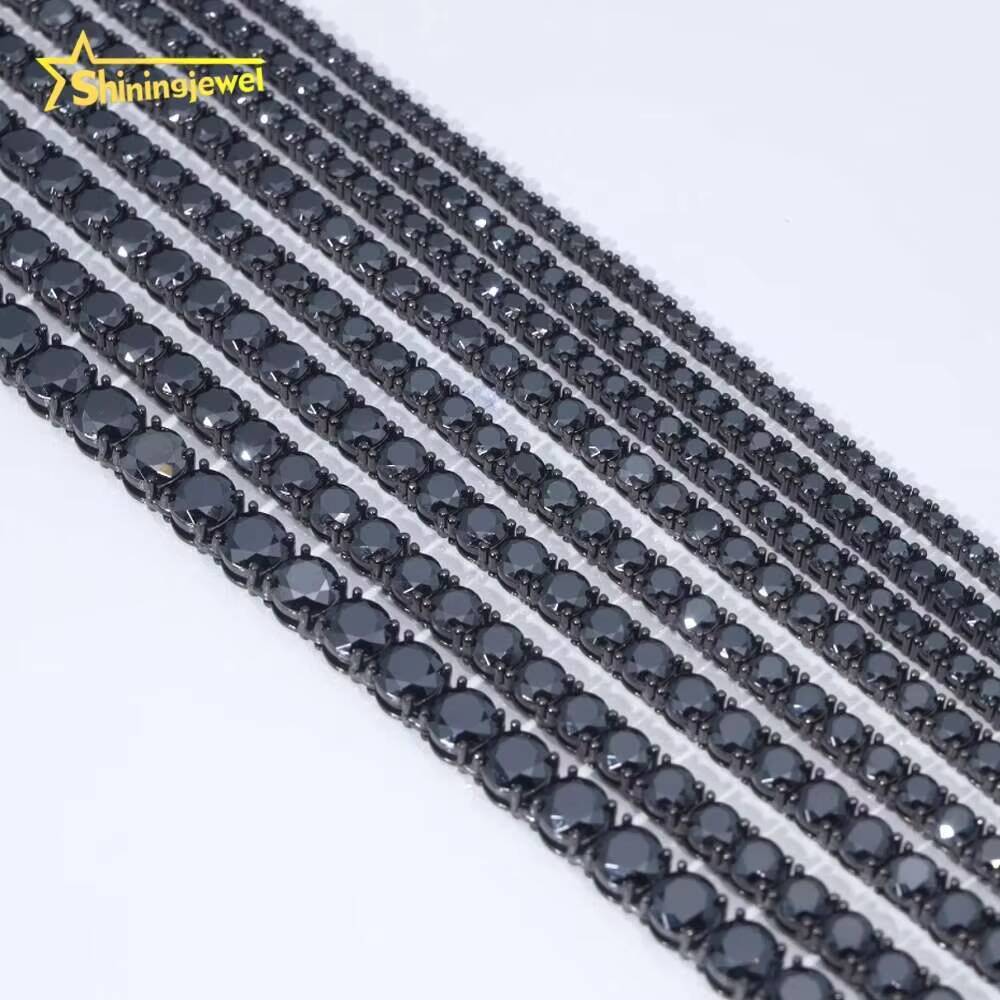 Hip Hop Jewelry 925 Sterling Silver Fashion Necklaces 2mm 3mm 4mm 5mm 6.5mm Iced Out VVS Moissanite Tennis Chain Necklace