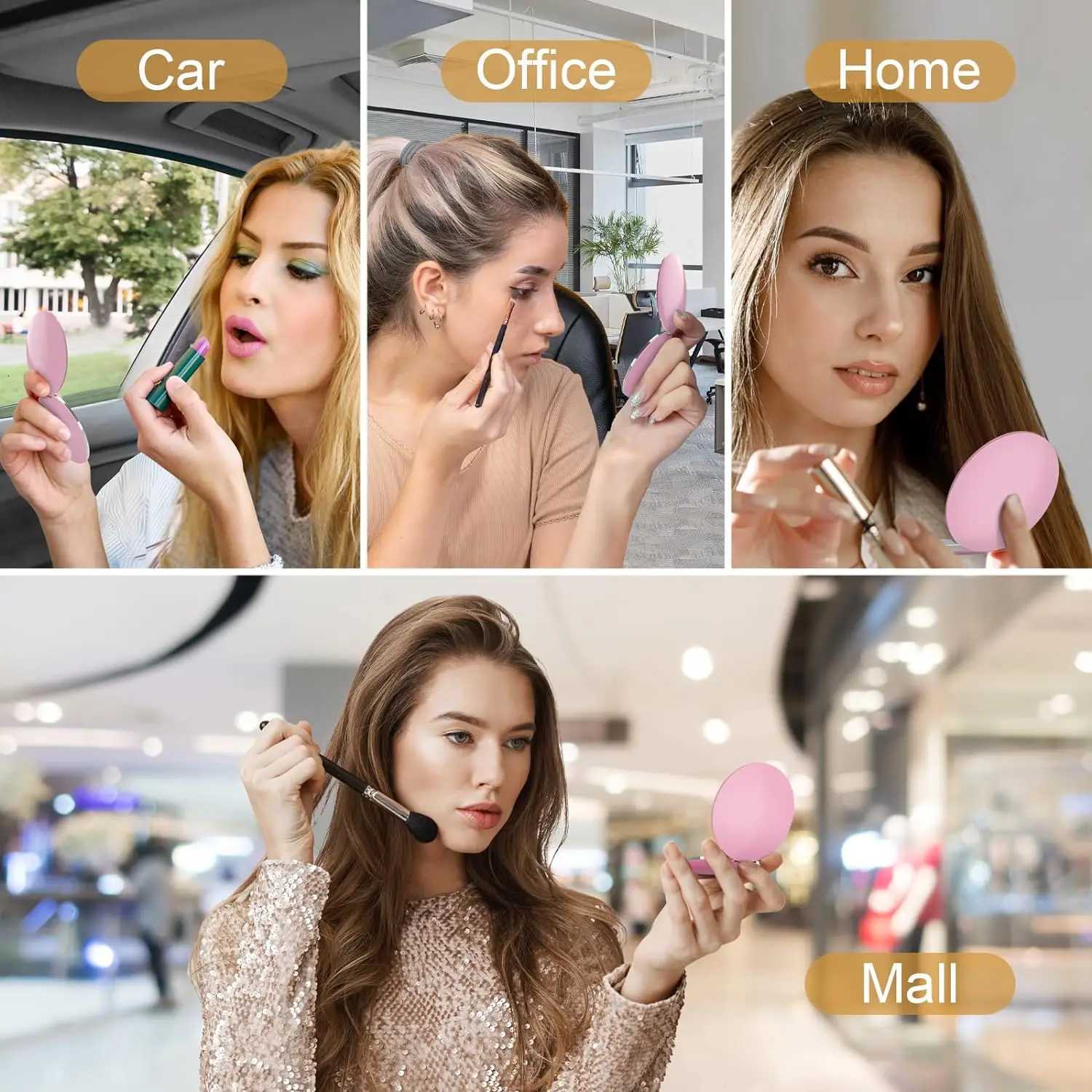 Compact Mirror with Light 1X/3X Magnification LED Pocket Mirror with USB Data Cable Pink Mini Mirror for Purse Pocket Travel Z250807