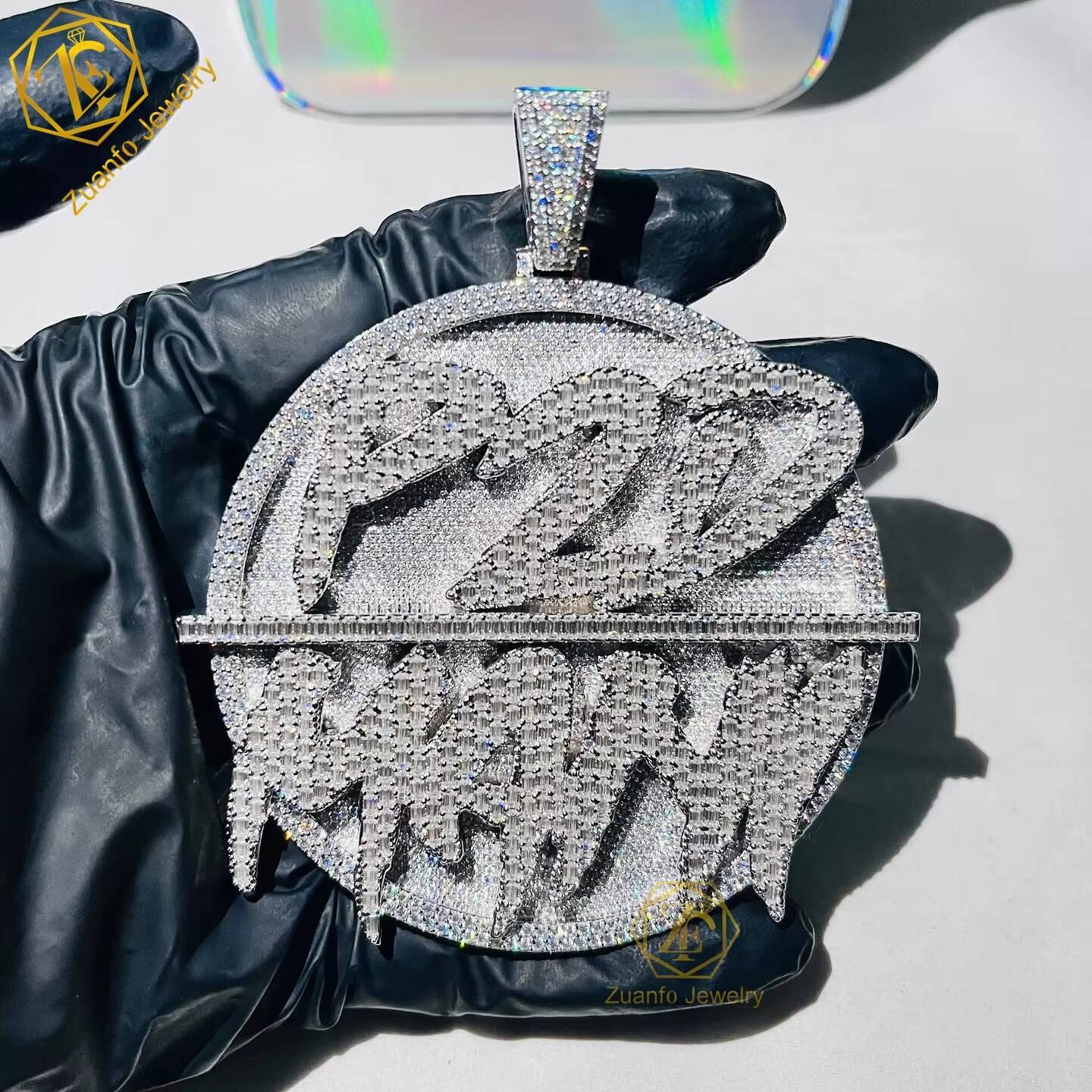Pass Diamond Tester Iced Out Moissanite Name Pendant Custom 925 Silver VVS Diamond Hip Hop Letter Pendant with Number