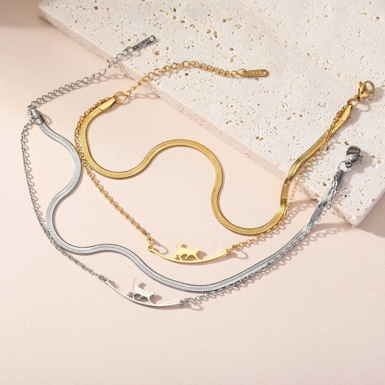 Skyrim Cute Cat Walking Rope Pendant Stainless Steel Fashion Bracelet Men Womens Valentines Day Gift Jewelry Handmade Jewelry Z250807
