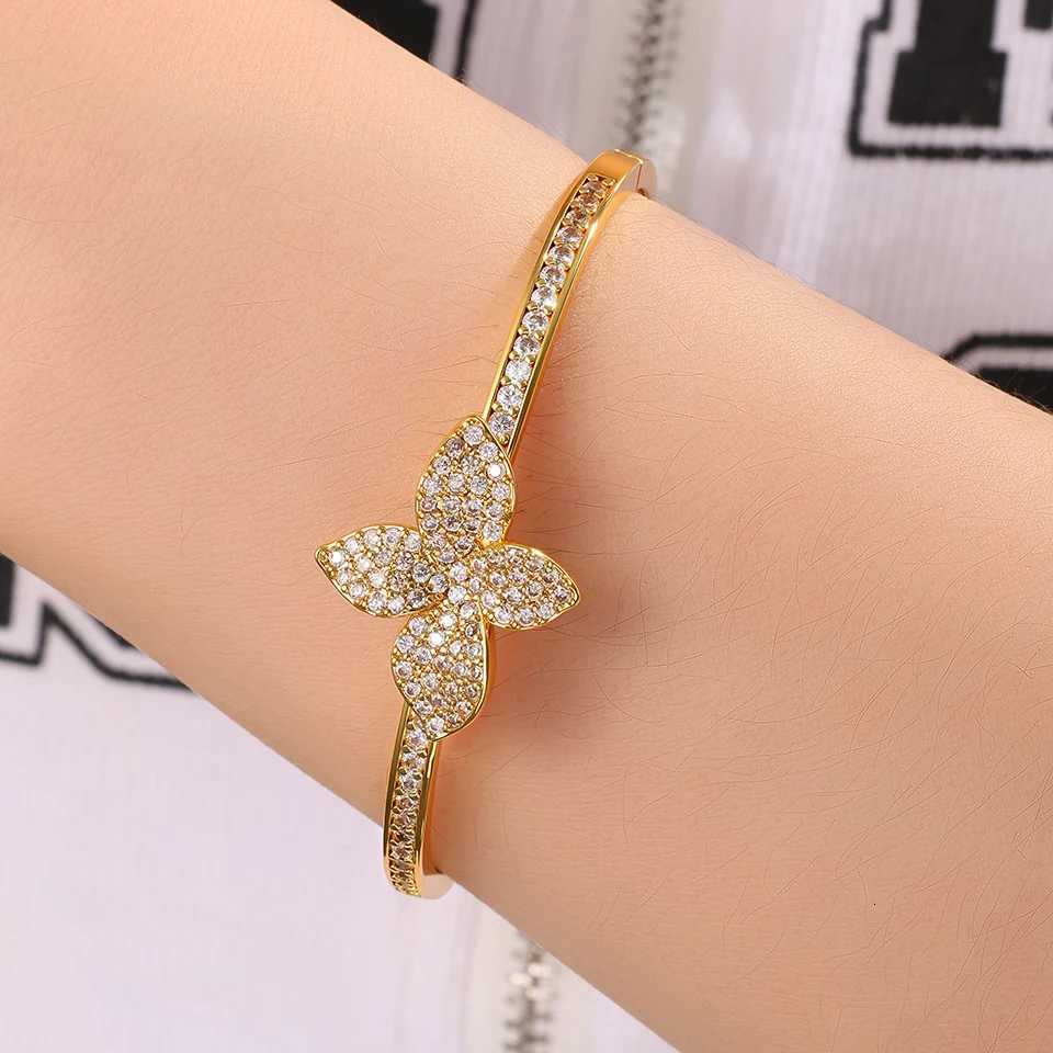 ZAKOL Luxury Micro Paved Full AAA Zirconia Leaf Bracelet Bangle for Women Bridal Hand Jewelry Female Wedding Jewelry Z250807