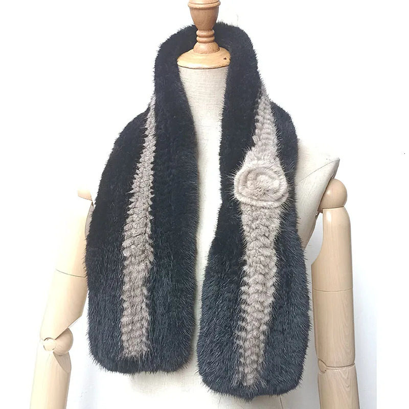 Winter Women Knitted Real Mink Fur Scarf Wholesale Fashion Thick Warm Female Genuine Mink Fur Scarves 250807