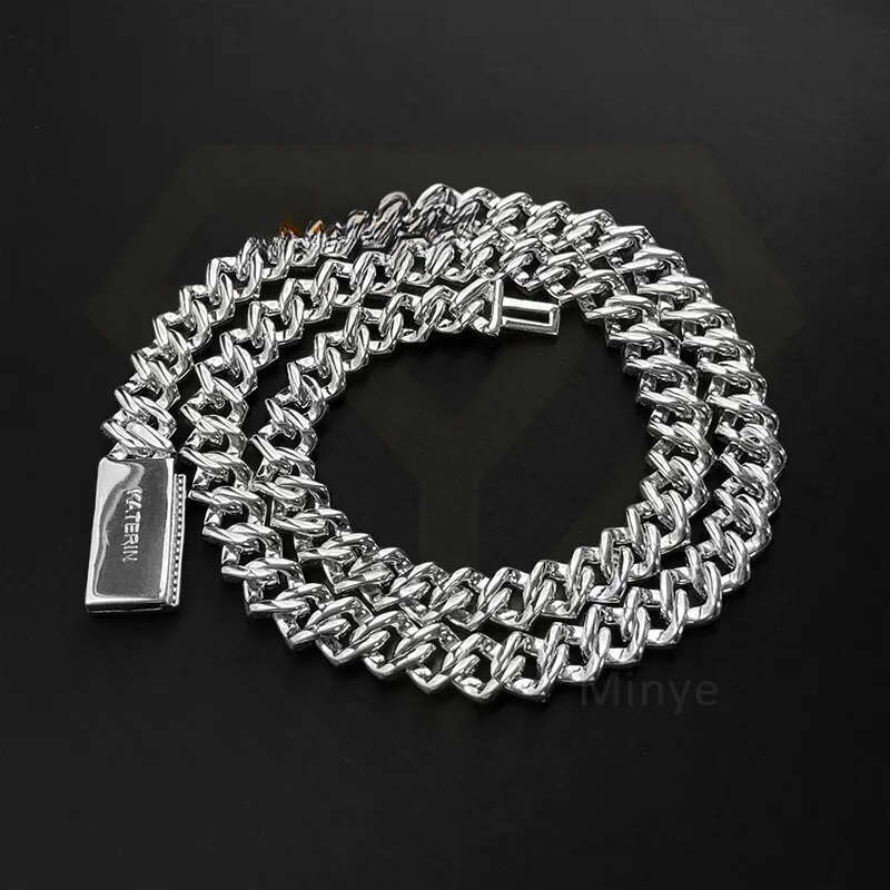 Dia Sterling Sier Miami Necklace White Gold Plating Moissanite Cuban Chain