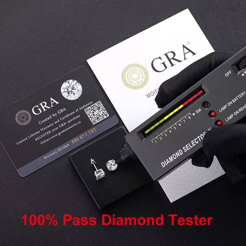 VVS 5mm 6mm Moissanite Stud Earrings Hiphop 925 Silver Bling Moissanite Diamond Round Cut Moissanite Earrings