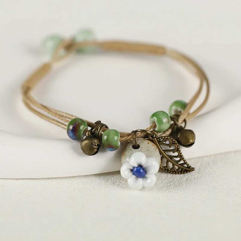 Vintage Forest Style Ceramic Weaving Bracelet Ethnic Style Art Hand Rope Small Fresh Hand String Z250807