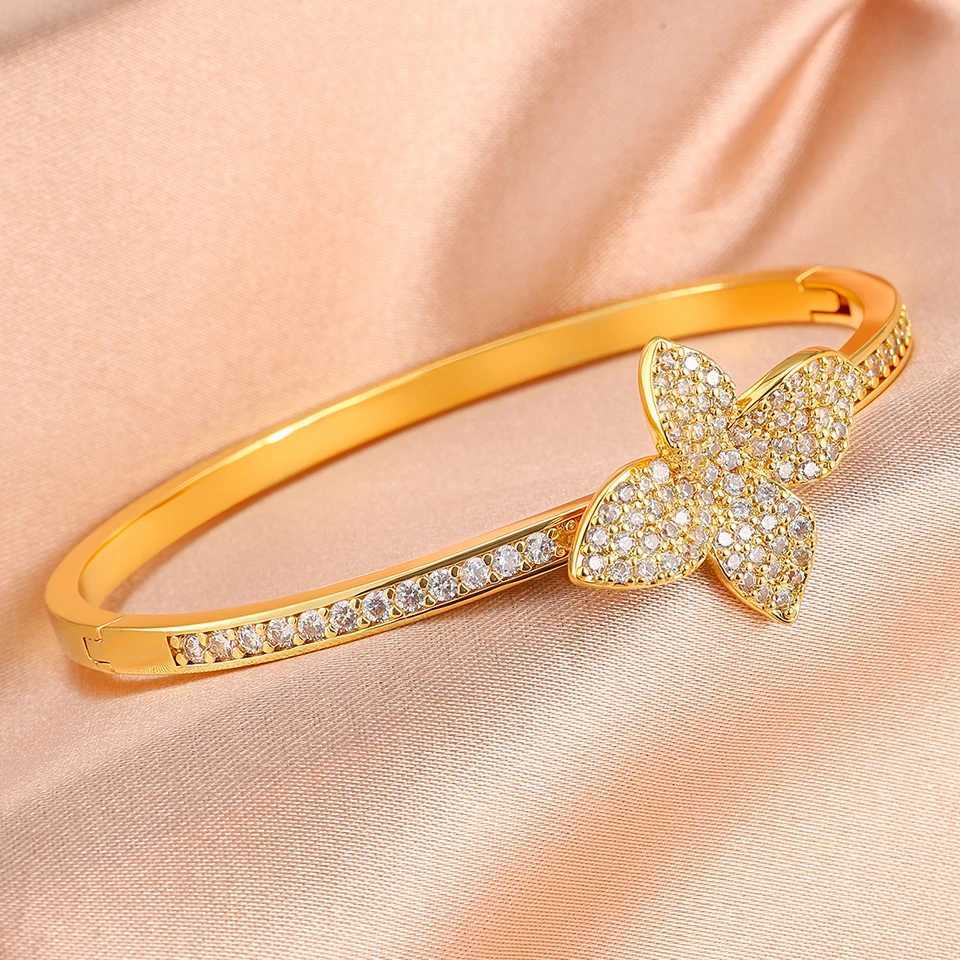 ZAKOL Luxury Micro Paved Full AAA Zirconia Leaf Bracelet Bangle for Women Bridal Hand Jewelry Female Wedding Jewelry Z250807