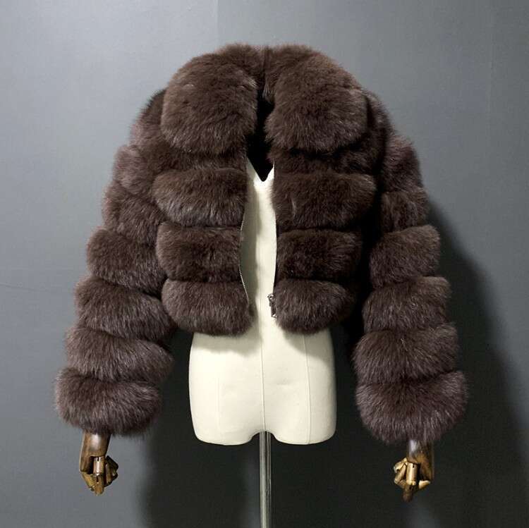 Women's Clothing Fox Fur Splicing Short Lapels Long Sleeved Coats
