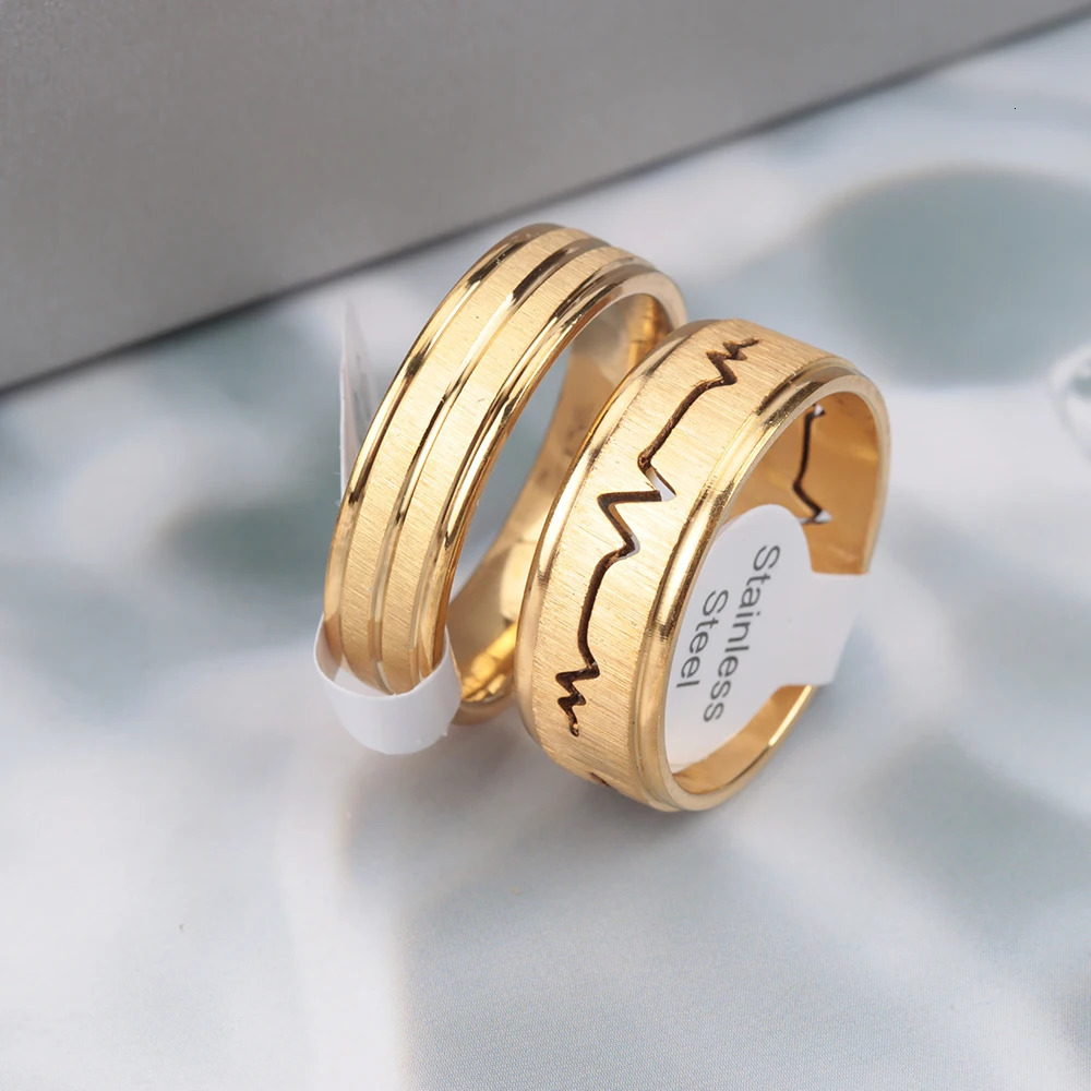 30 Pieces/Lot PVD Plating Hollow Stripe Carved Waterproof Stainless Steel Rings For Men and Women 250814