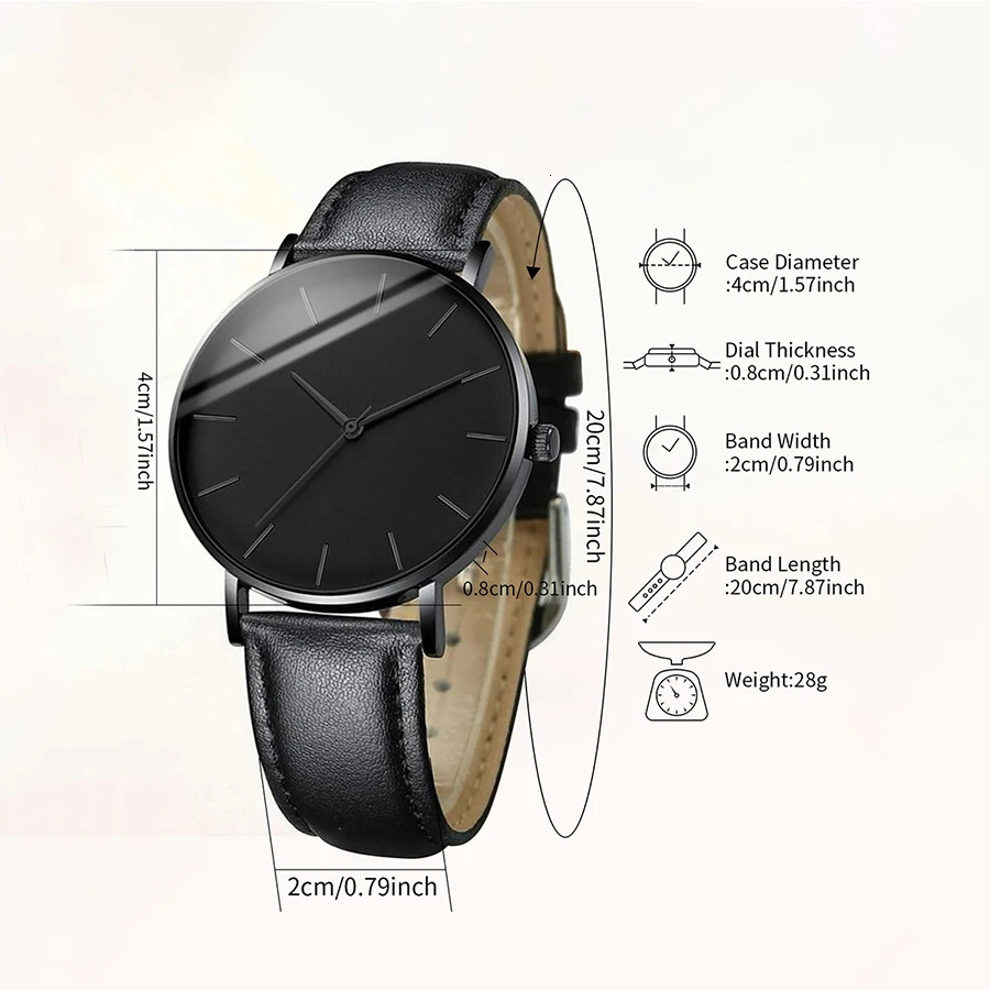 Men Business Watches Fashion Leather Band Mens Quartz Watch Relogio Masculino 250807