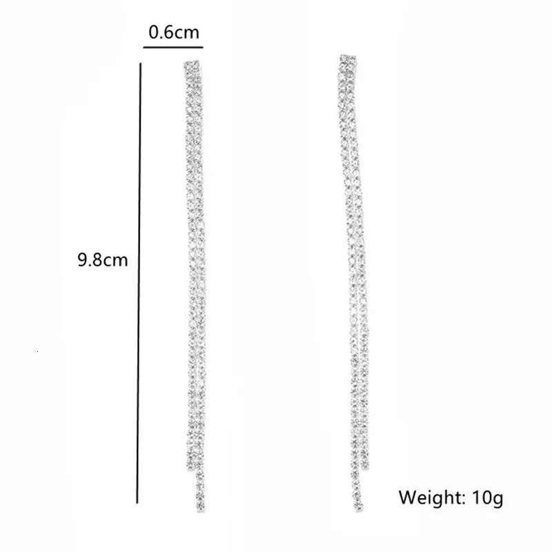FYUAN Long Tassel Rhinestone Drop Earrings for Women Green Blue Gold Silver Color Crystal Dangle Earring Party Wedding Jewelry 250807