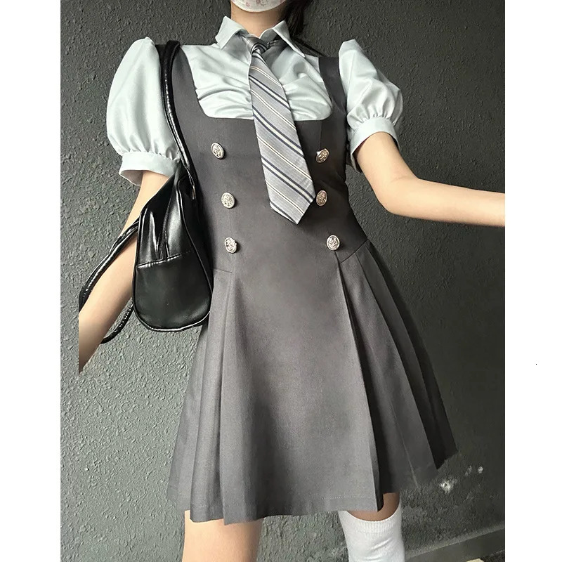 2025 korea japan jk uniform college style sweet fashion women shortlong sleeve blouse dress set twopiece 250729