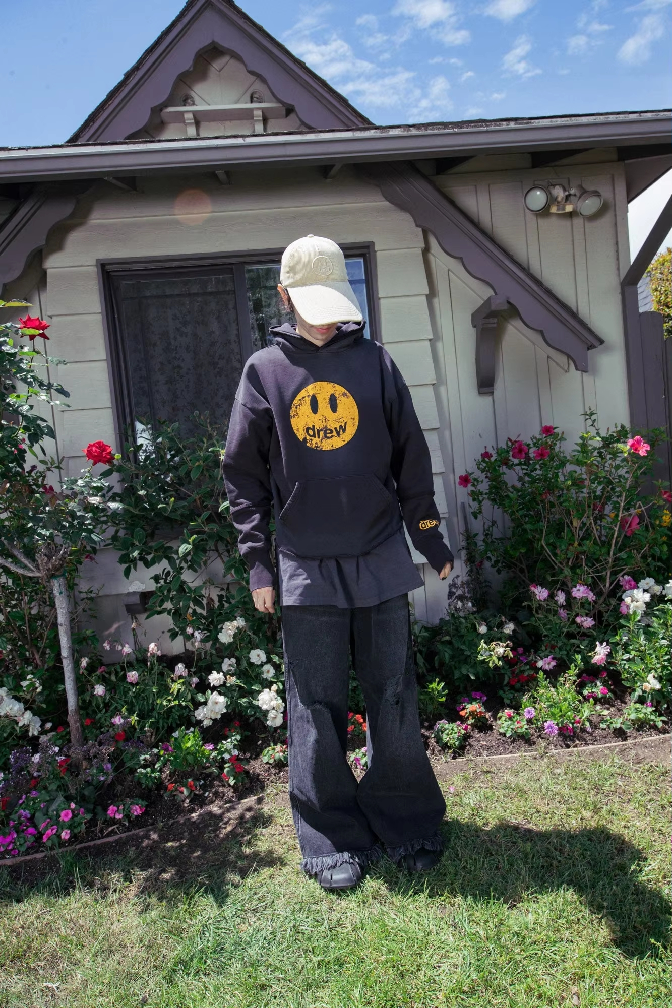 Drew House Black Fashion Hoodies Streetwear Print Graphic Hoodie Men Hip Hop Pullover Sweatshirt Unisex Couple Casual Hoodie Sweatshirts