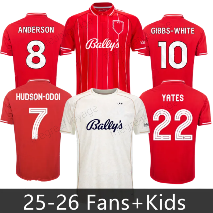 25 26 GIBBS WHITE Soccer Jerseys GRABBAN 2025 Men kids Nottinghams Home Kit Forest Awoniyi AMEOBI HUDSON ODOI away 3rd Football Shirts