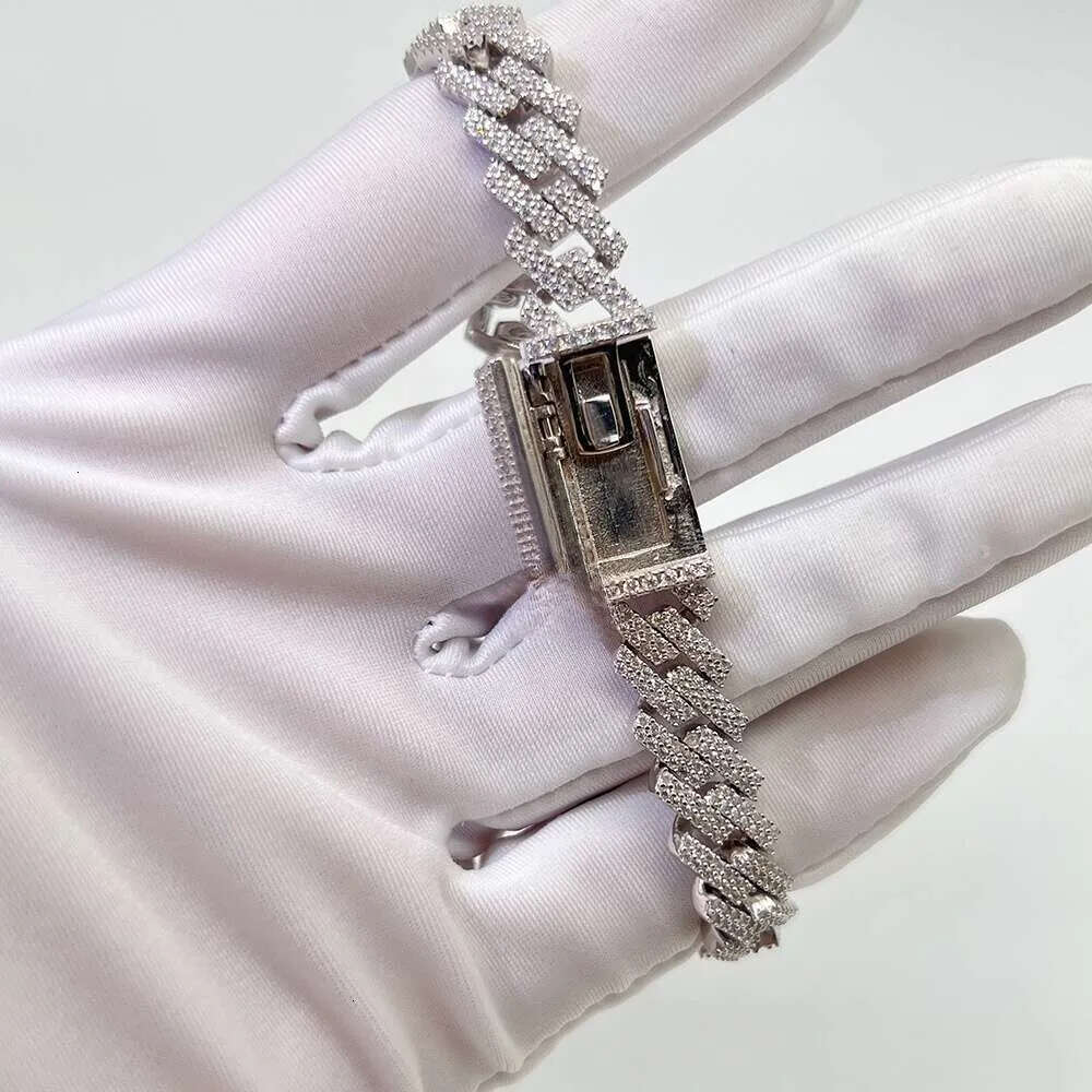 Wholesale Iced Out Jewelry Gra Certificate 7inch 8inch Hip Hop Mens Moissanite 10mm Sier Cuban Bracelet