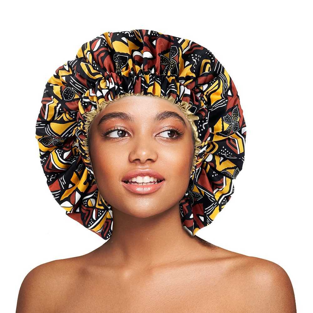 Double Layer Satin Bonnet Silky Sleep Cap for Women Extra Large Reversible Adjustable Satin Cap Sleeping for Curly Natural Hair Z250808