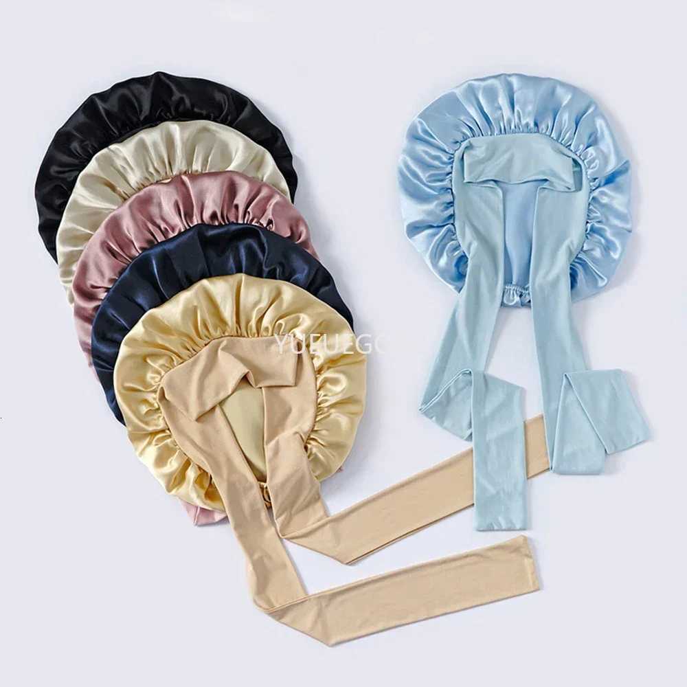 Mulberry Silk Sleep Bonnet for Curly Hair Adjustable Satin Lining Wide Elastic Band No Damage Overnight Hair Protection Cap Z250808