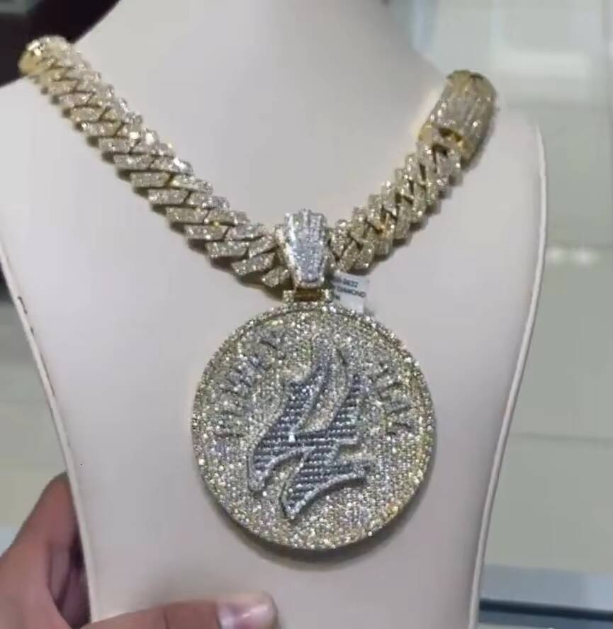 Custom Letter Name VVS Moissanite Disc Pendant Charms Silver Hip Hop VVS ChampionD Color Moissanite Pendant Men Jewelry