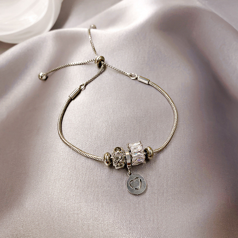 Korean Dongdaemun Fashion Dia-Studded Small Waist Heart Simple New Ins Trendy Personality Bracelet for Women