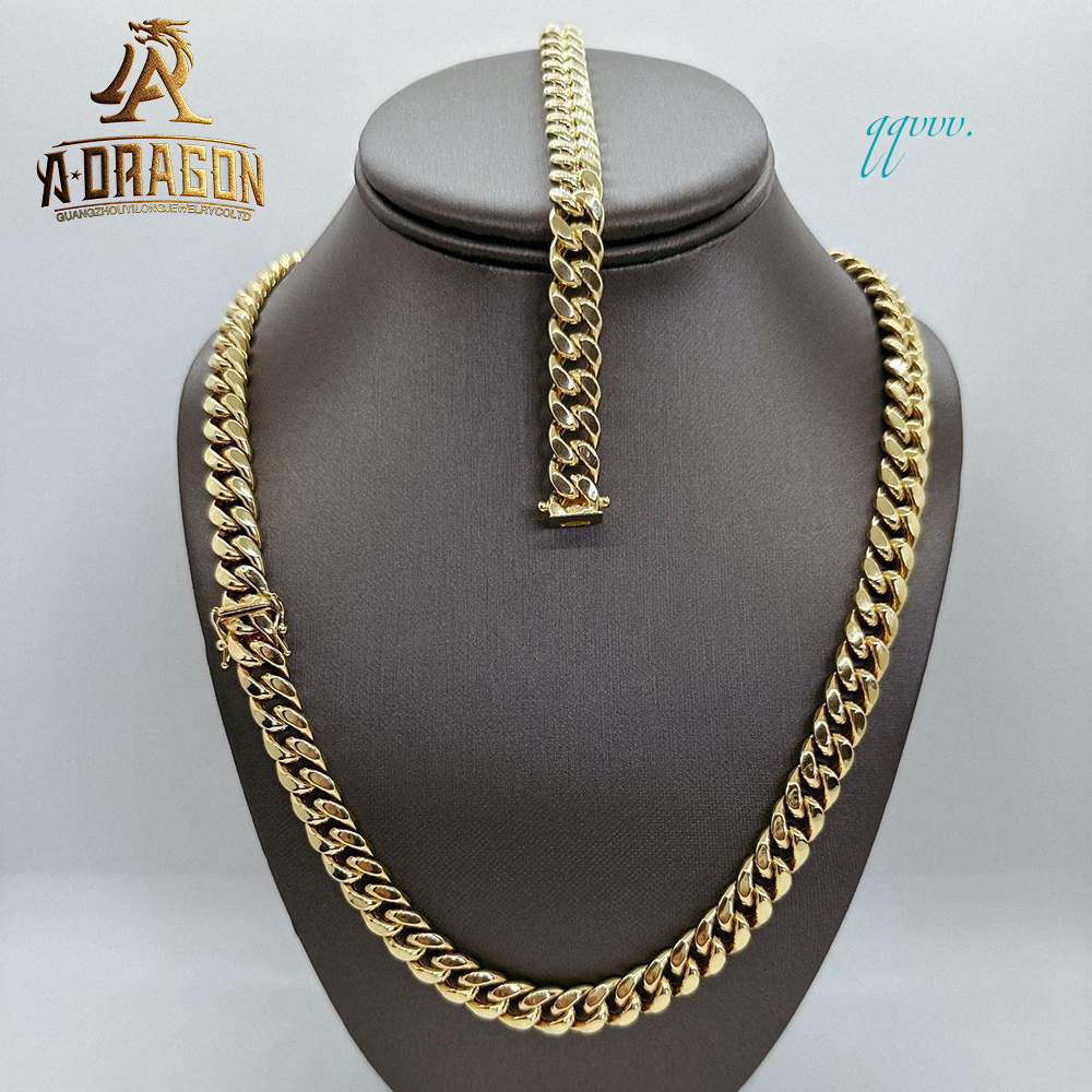 Solid 18mm Diamond VVS Moissanite Gold Plated Prong Set Miami Cuban Link Chains With Certificate