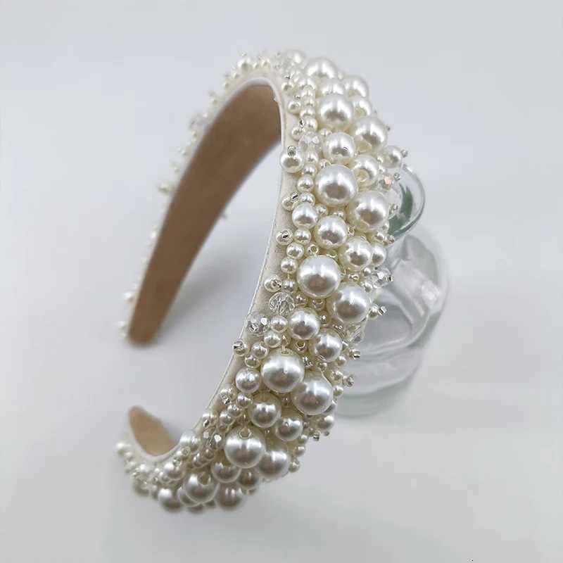 1.18inch Faux Pearl Crystal Fabric Plastic Band Exquisite Hair Accessory for Prom Party Dr Up Y250808